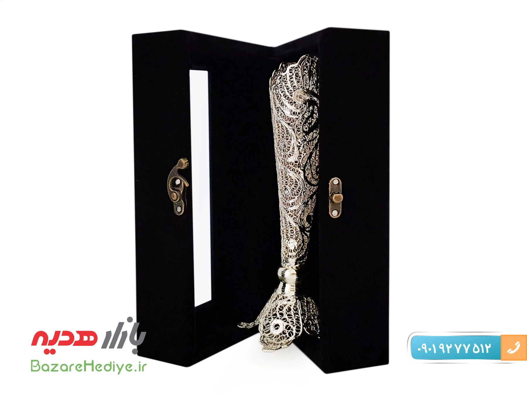 گلدان ملیله کاری ۲۰ سانتی با جعبه مخمل