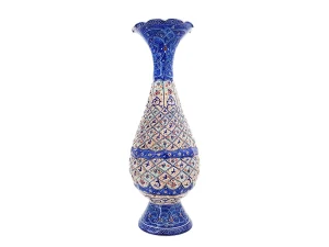 گلدان مسی ۲۰ سانتی متری میناکاری شده اثر مرتضی اسماعیلی