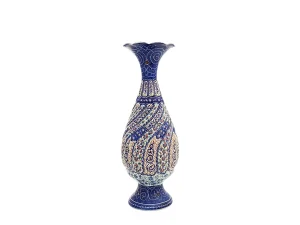 گلدان مسی مینا کاری شده اثر شیرازی ارتفاع ۲۰ سانتی متر