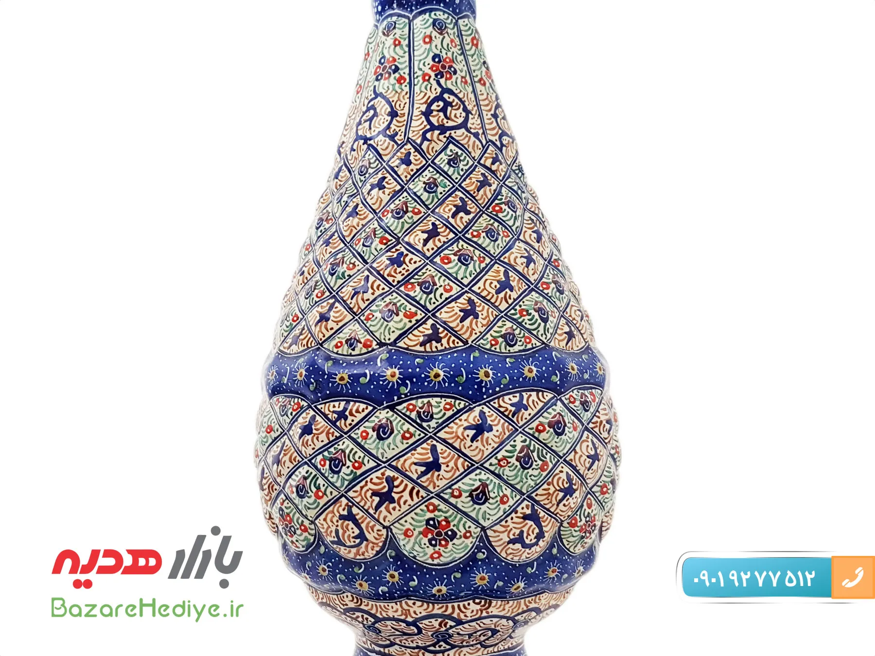 گلدان مسی ۲۰ سانتی متری میناکاری شده اثر مرتضی اسماعیلی