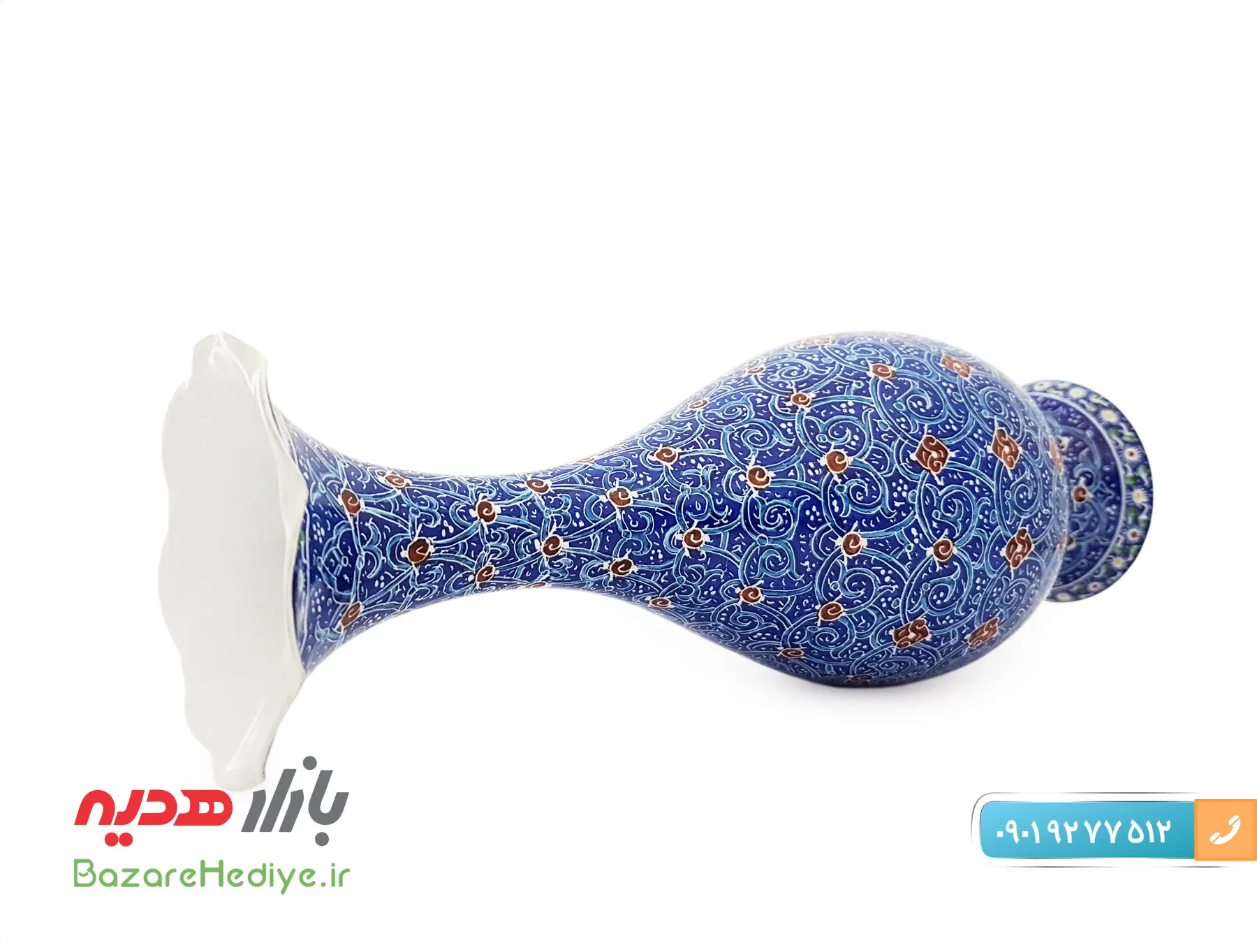 گلدان اسلیمی ۲۰ سانتی میناکاری استاد مرتضی اسماعیلی