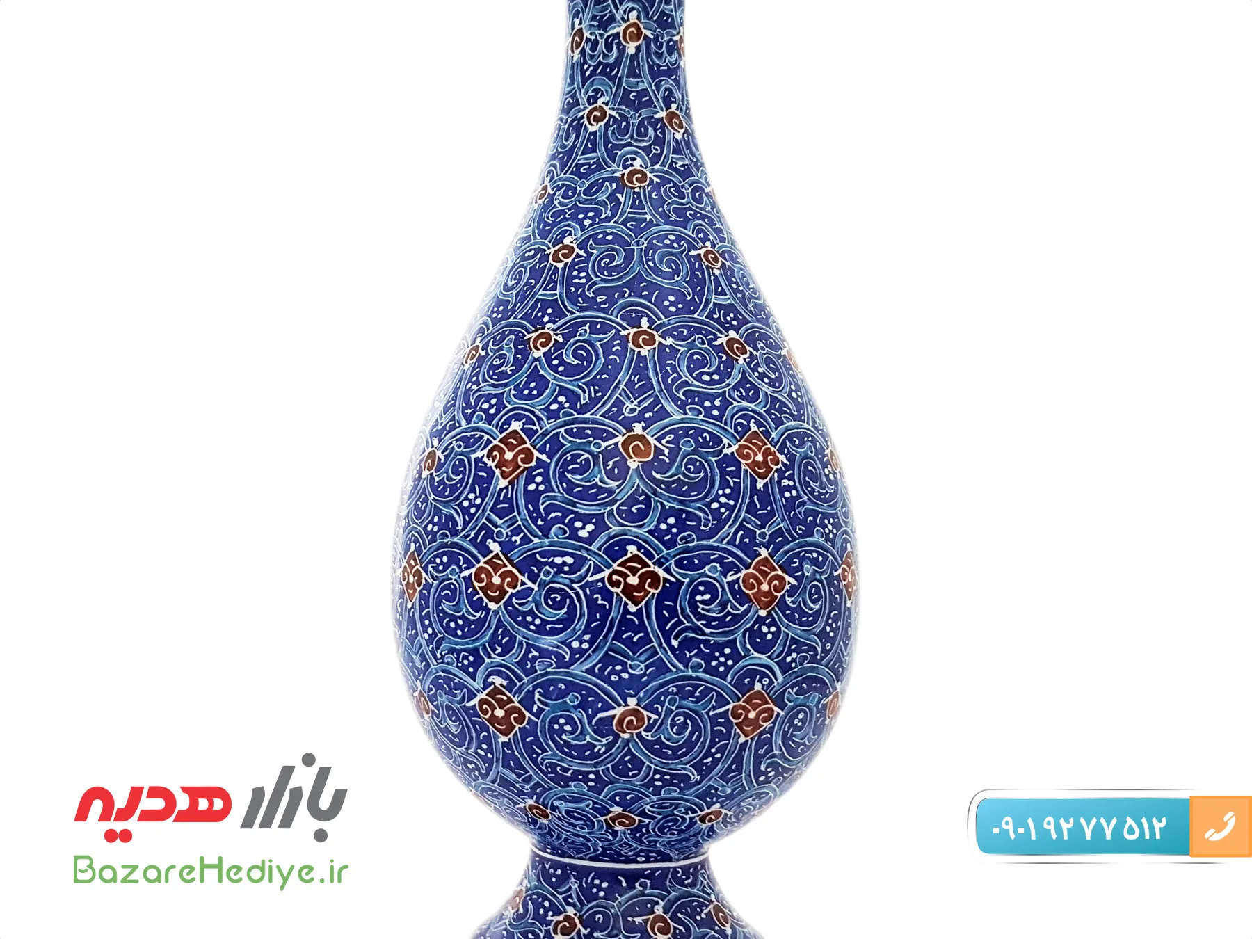 گلدان اسلیمی ۲۰ سانتی میناکاری استاد مرتضی اسماعیلی