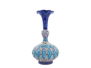 گلدان میناکاری طرح فانتزی ارتفاع ۲۲ سانتی