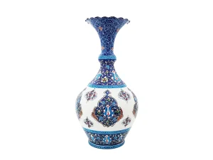 گلدان میناکاری شده مدل خمره ای اثر استاد مرتضی اسماعیلی