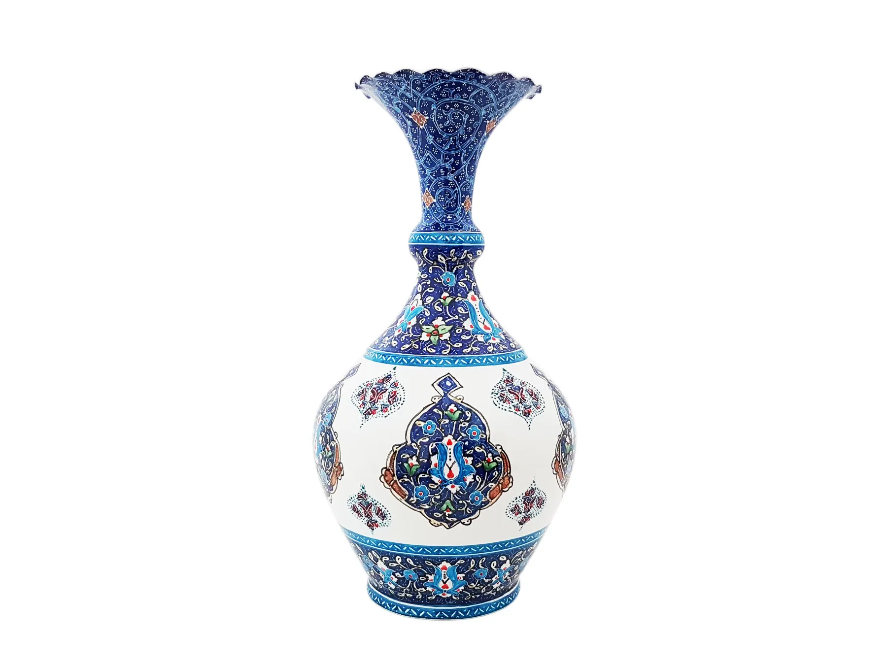 گلدان میناکاری شده مدل خمره ای اثر استاد مرتضی اسماعیلی
