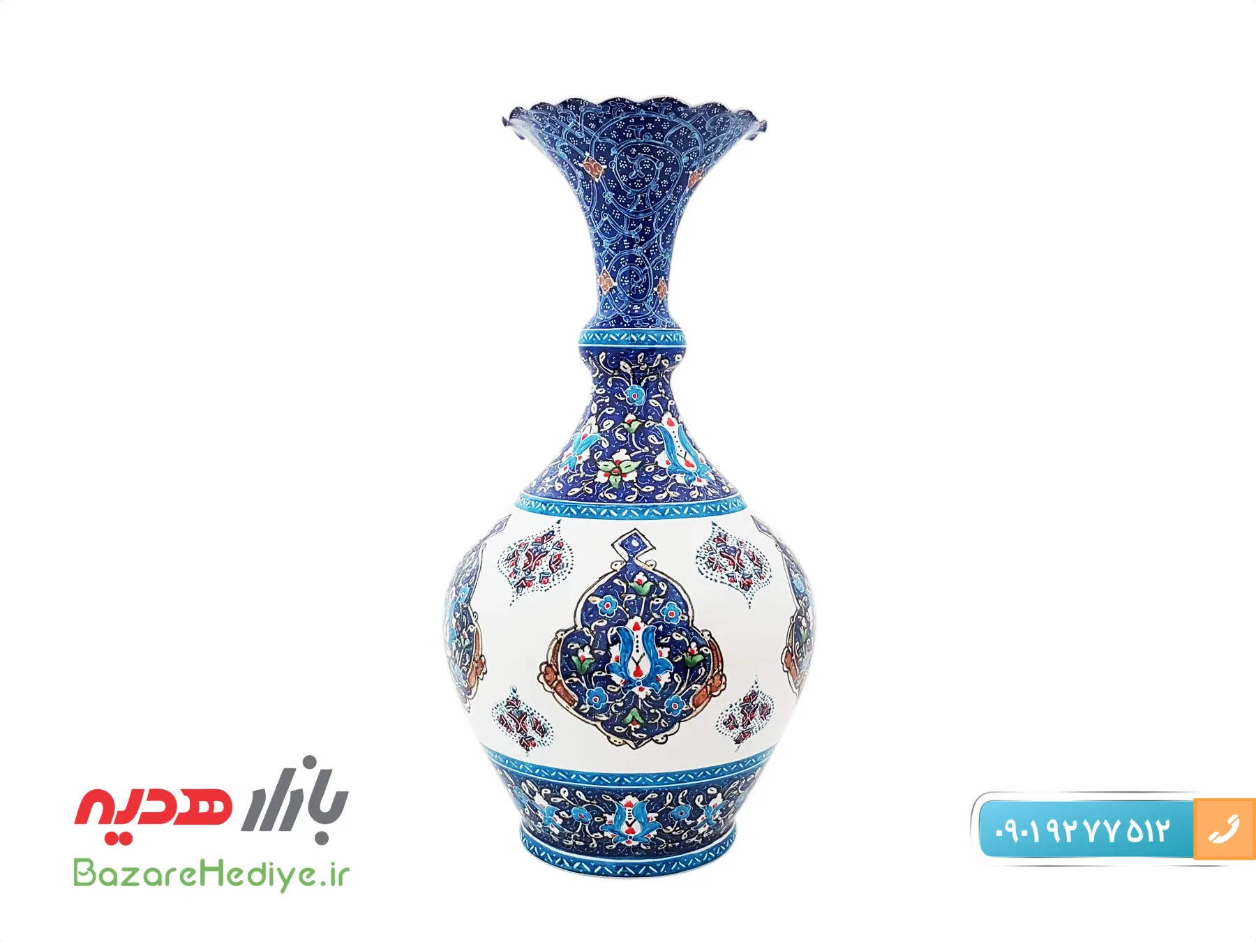 گلدان میناکاری شده مدل خمره ای اثر استاد مرتضی اسماعیلی
