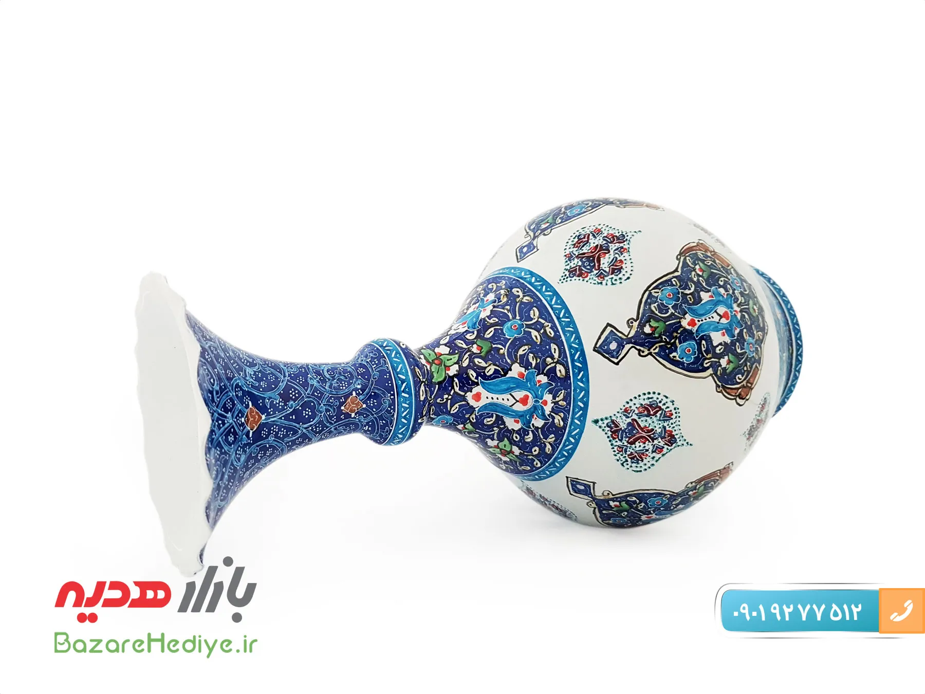 گلدان میناکاری شده مدل خمره ای اثر استاد مرتضی اسماعیلی