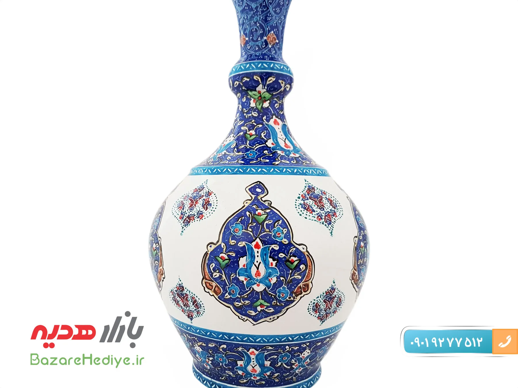 گلدان میناکاری شده مدل خمره ای اثر استاد مرتضی اسماعیلی