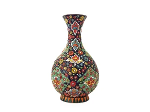 گلدان سفالی میناکاری شده با ارتفاع ۲۲ سانتی متر