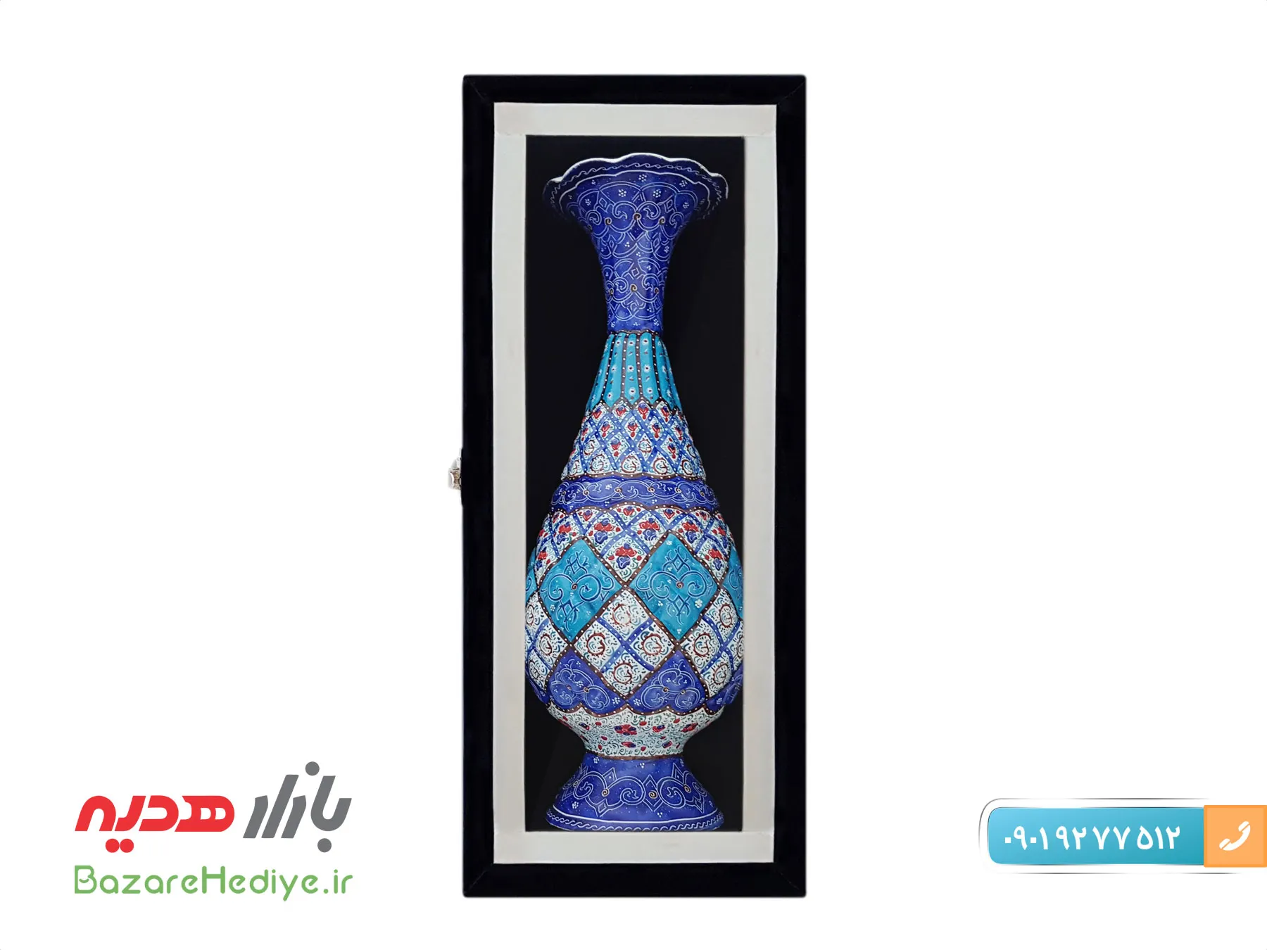 گلدان میناکاری ۲۵ سانتی باکس جعبه مخمل