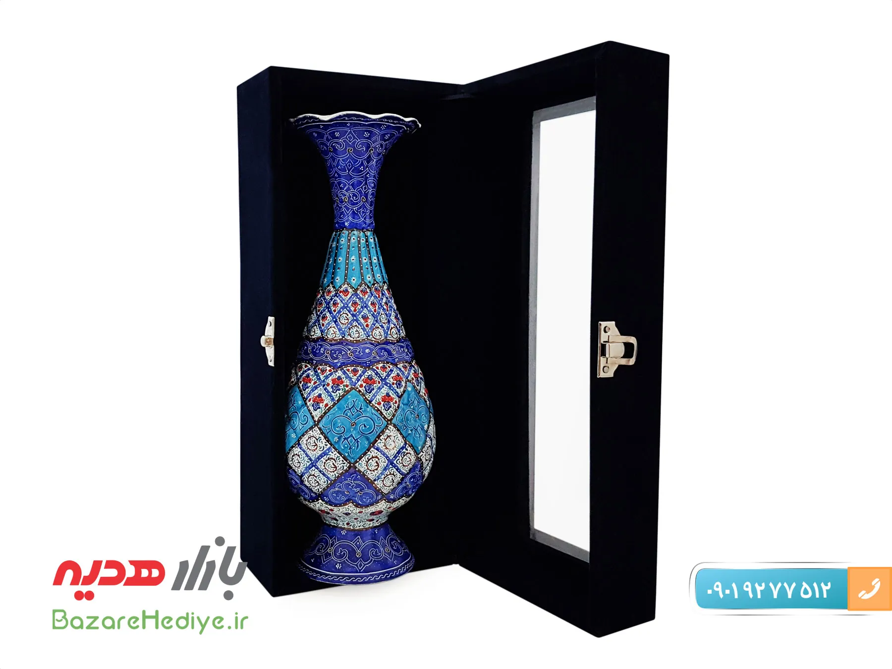 گلدان میناکاری ۲۵ سانتی باکس جعبه مخمل