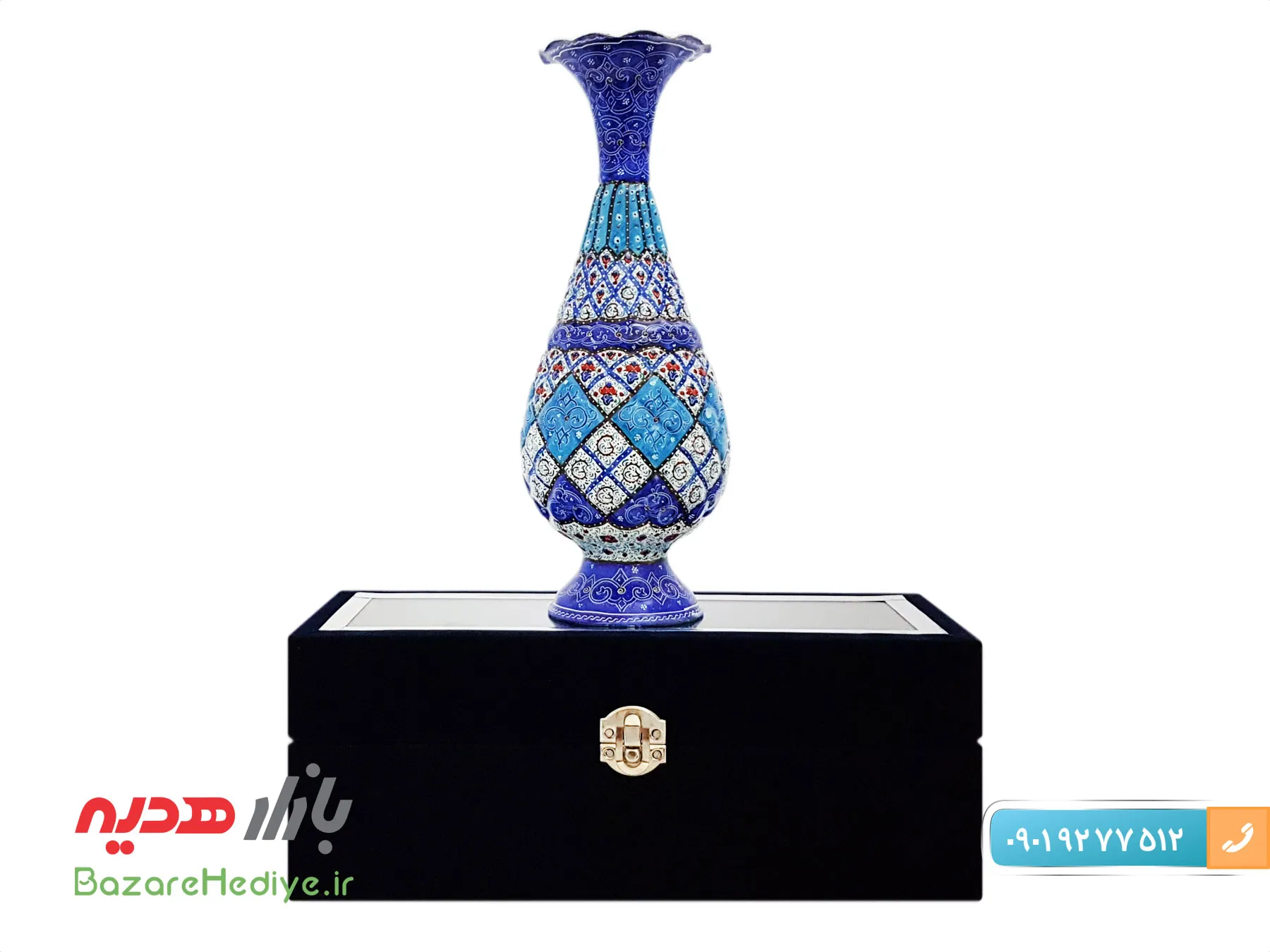 گلدان میناکاری ۲۵ سانتی باکس جعبه مخمل