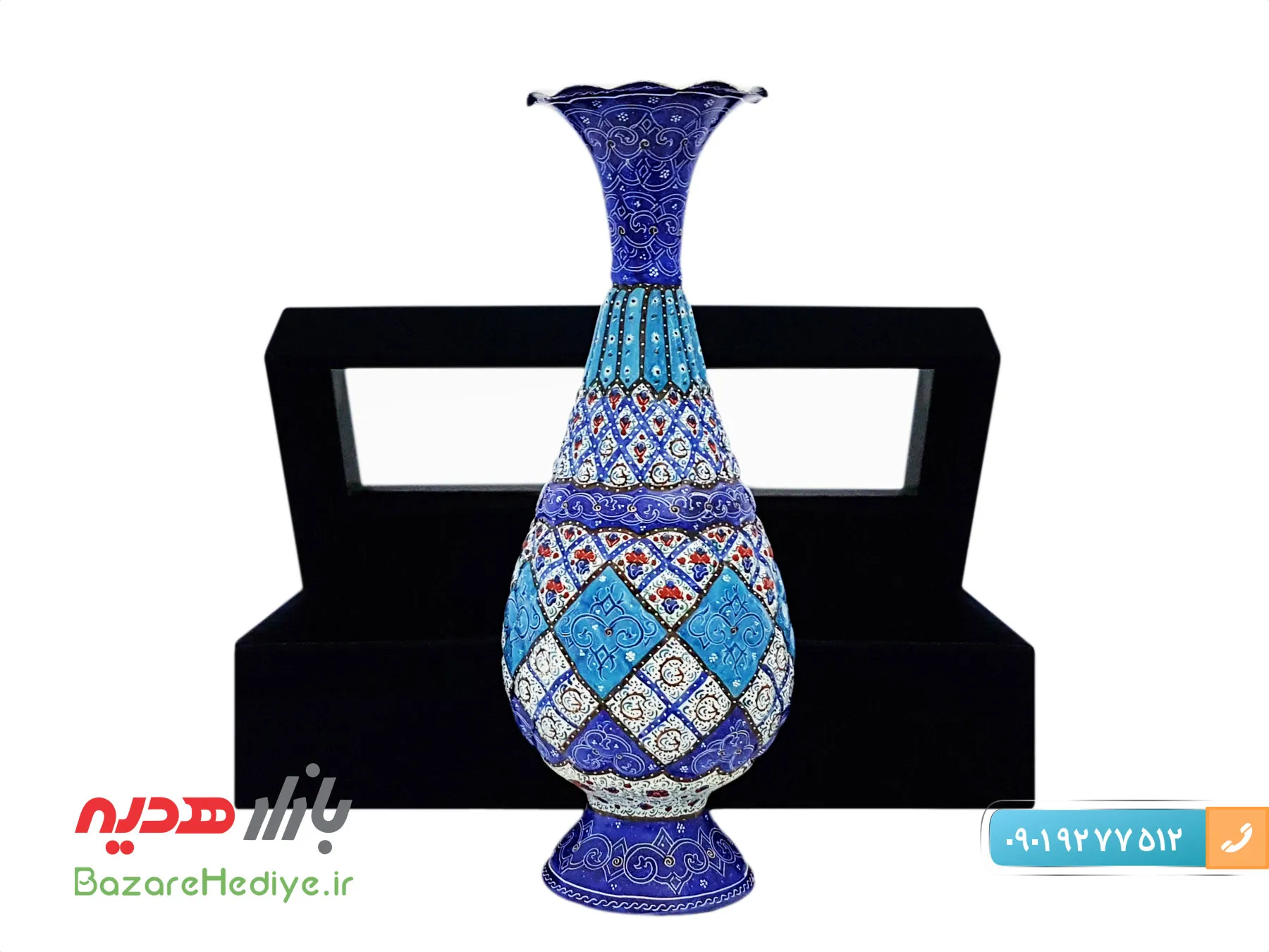 گلدان میناکاری ۲۵ سانتی باکس جعبه مخمل