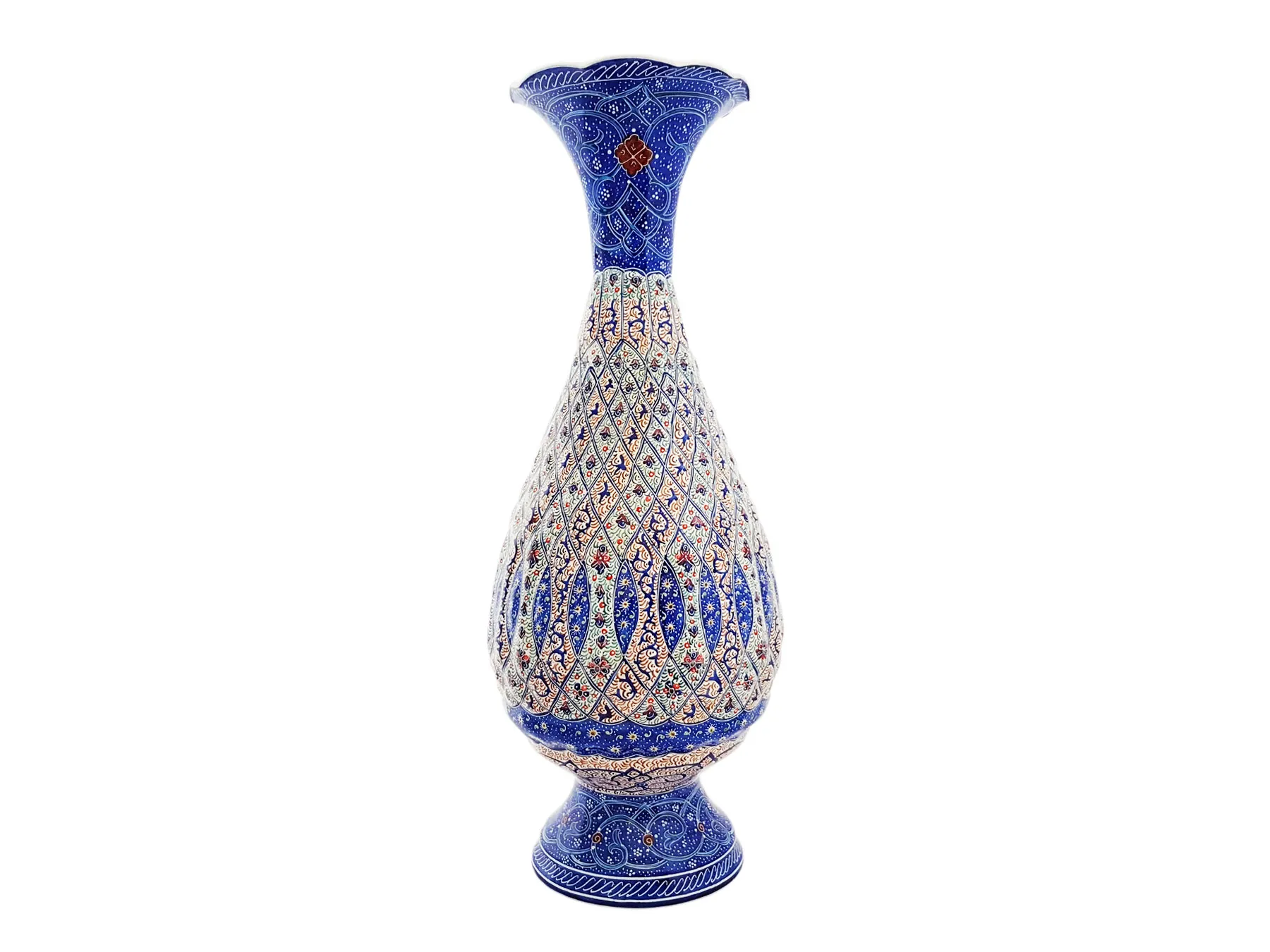 گلدان ميناکاری اسماعيلی طرح برجسته ۲۵ سانتی