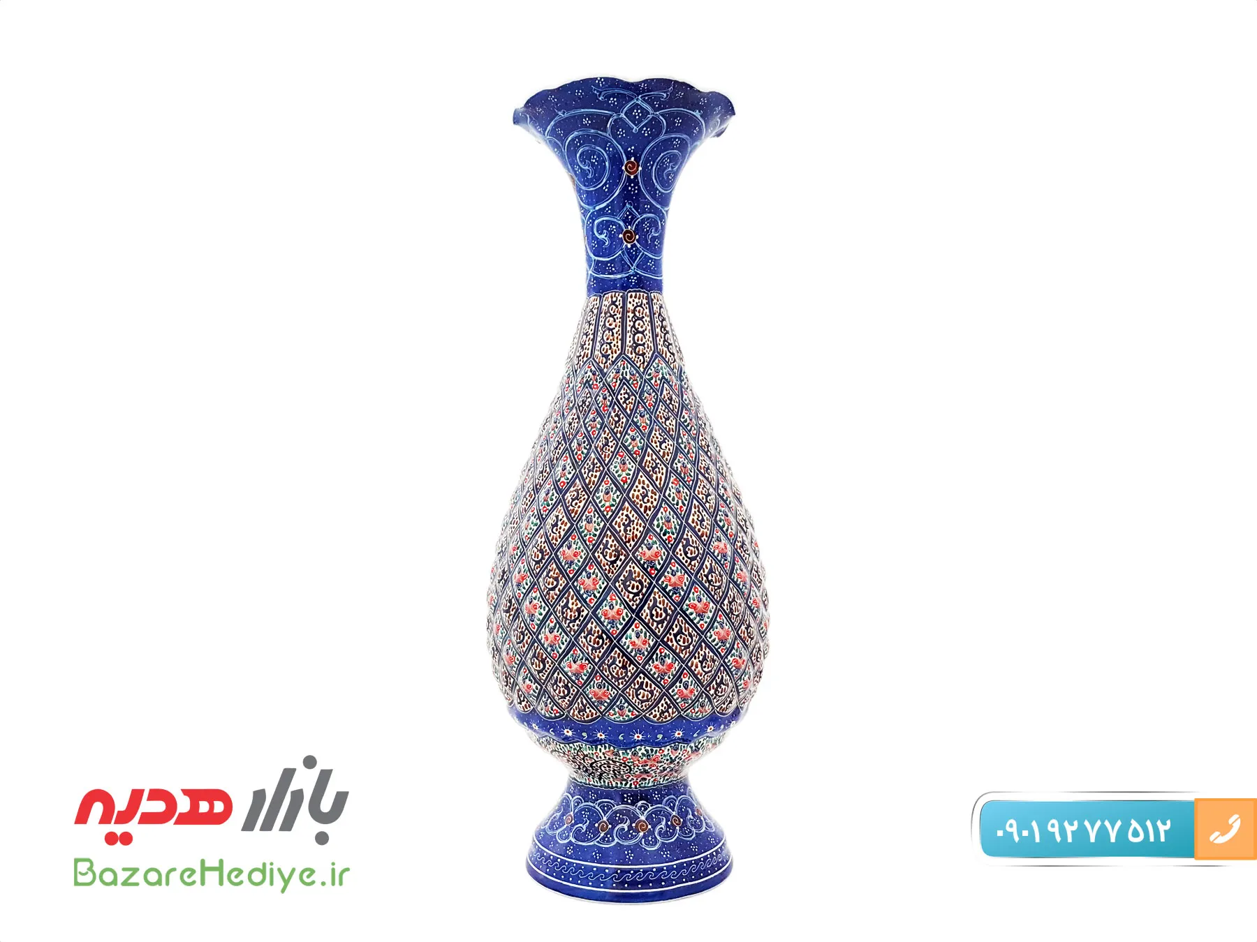 گلدان میناکاری مرتضی اسماعیلی صراحی ۲۵ سانتی