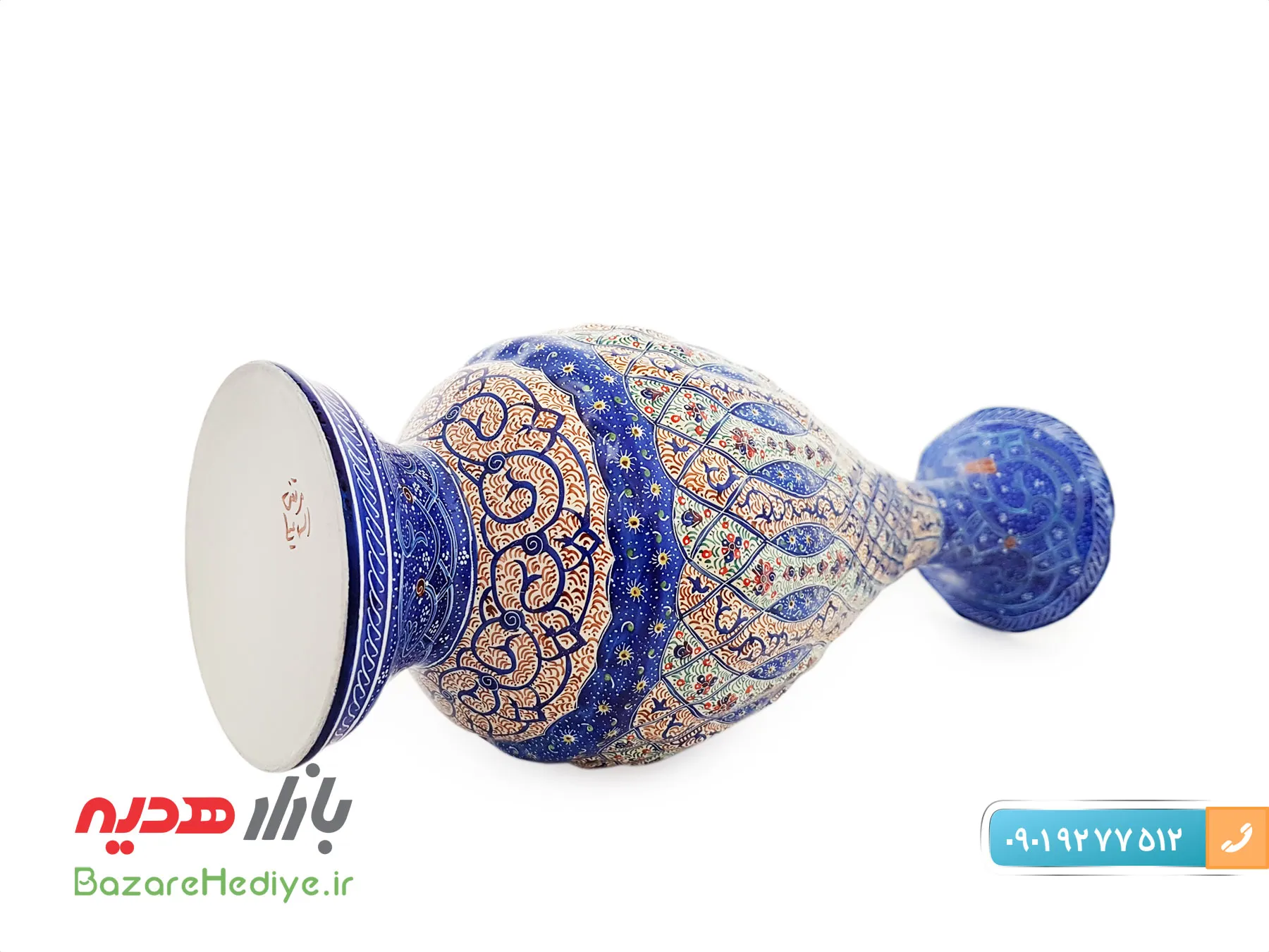 گلدان ميناکاری اسماعيلی طرح برجسته ۲۵ سانتی