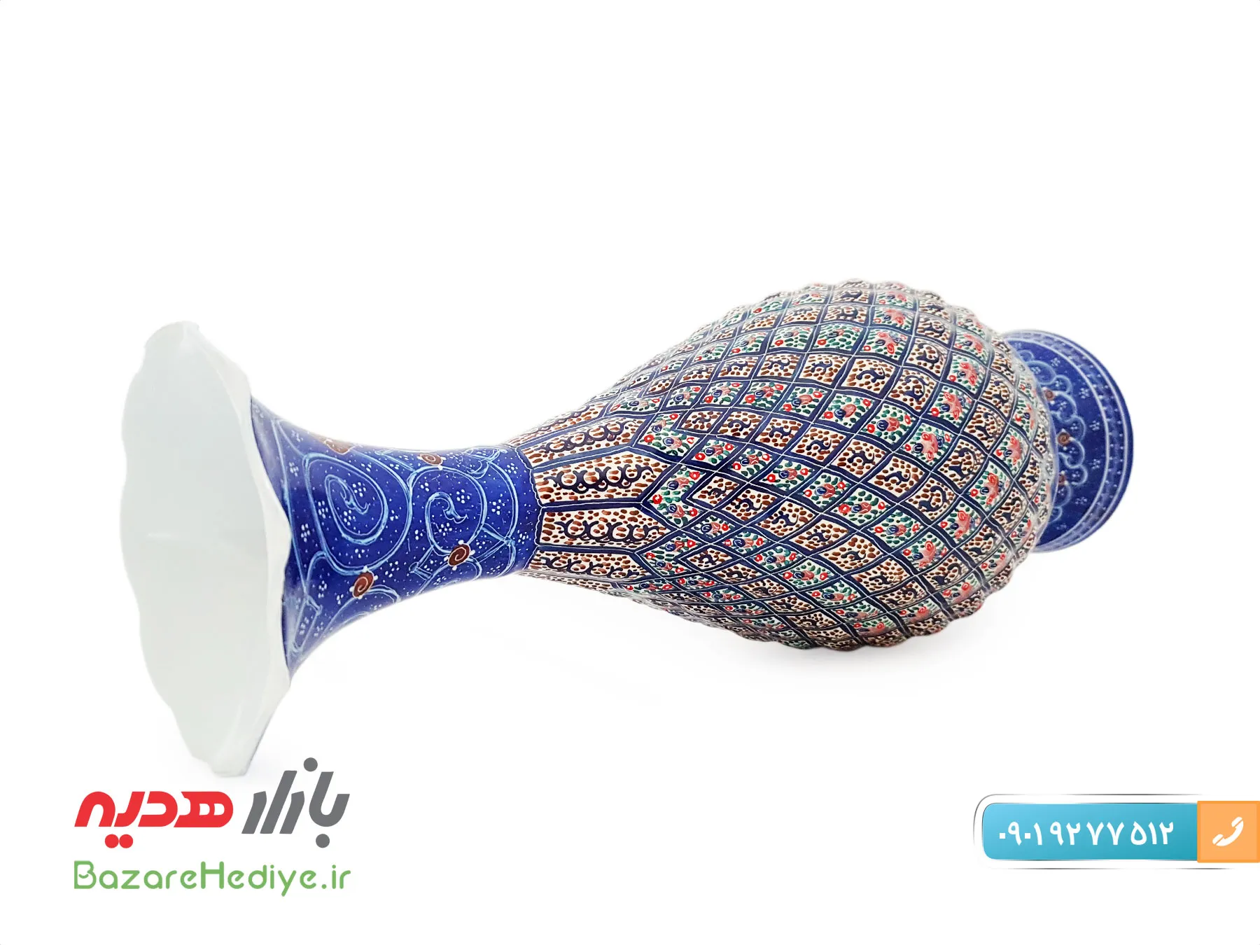 گلدان میناکاری مرتضی اسماعیلی صراحی ۲۵ سانتی