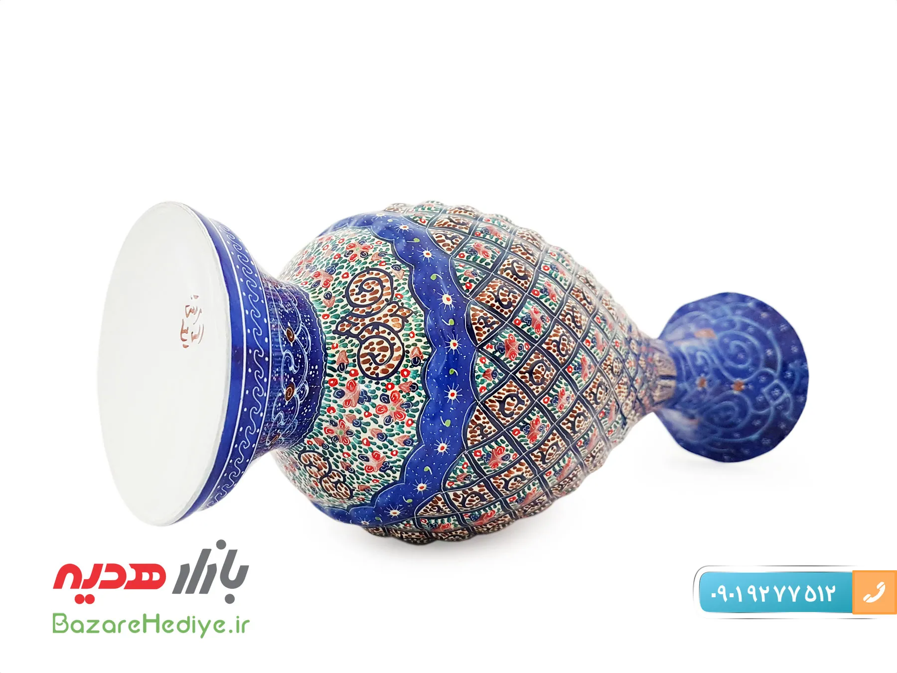 گلدان میناکاری مرتضی اسماعیلی صراحی ۲۵ سانتی