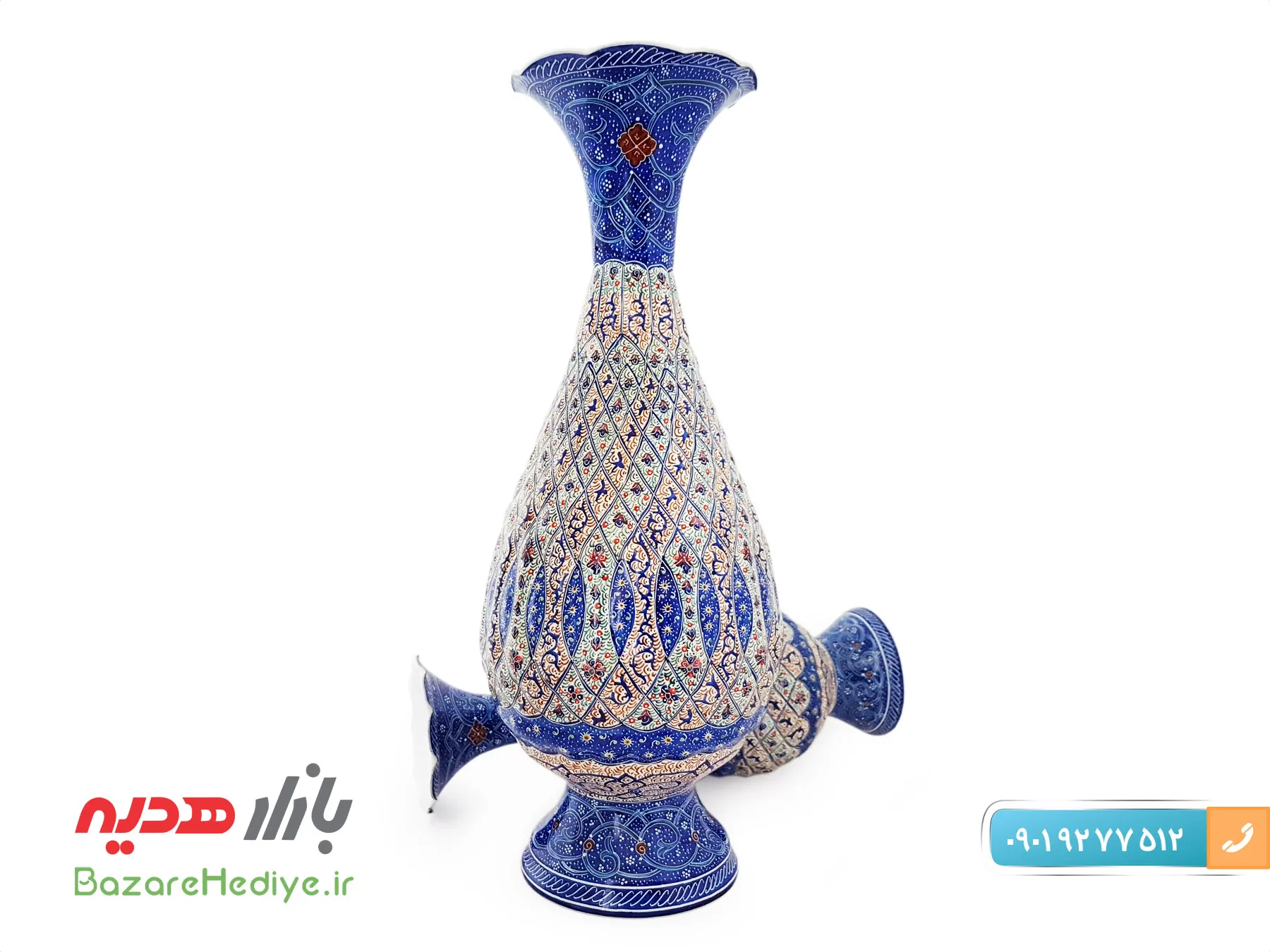 گلدان ميناکاری اسماعيلی طرح برجسته ۲۵ سانتی