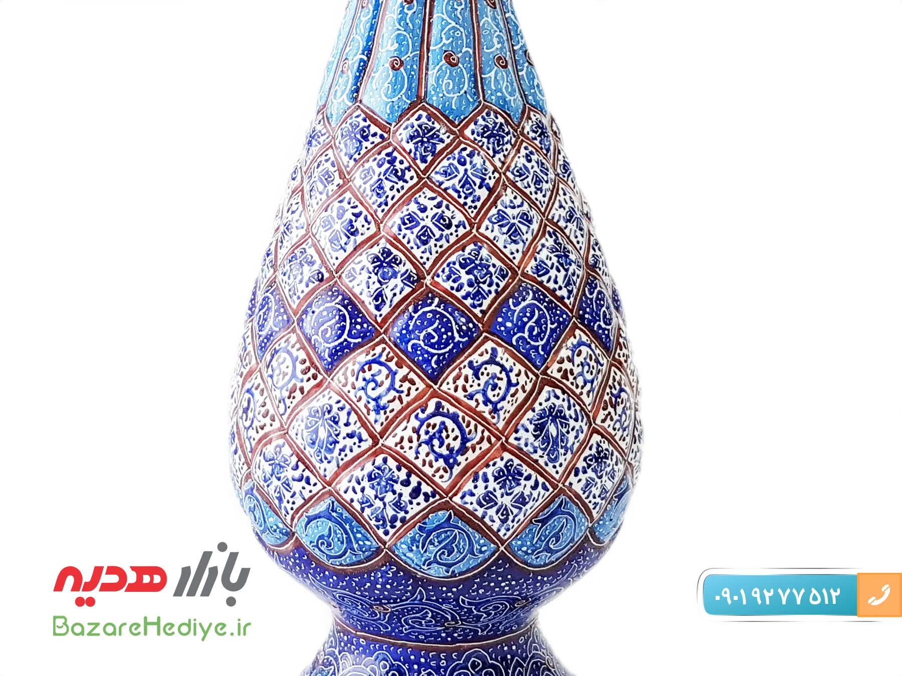 گلدان میناکاری شده ارتفاع ۲۵ سانتی متر