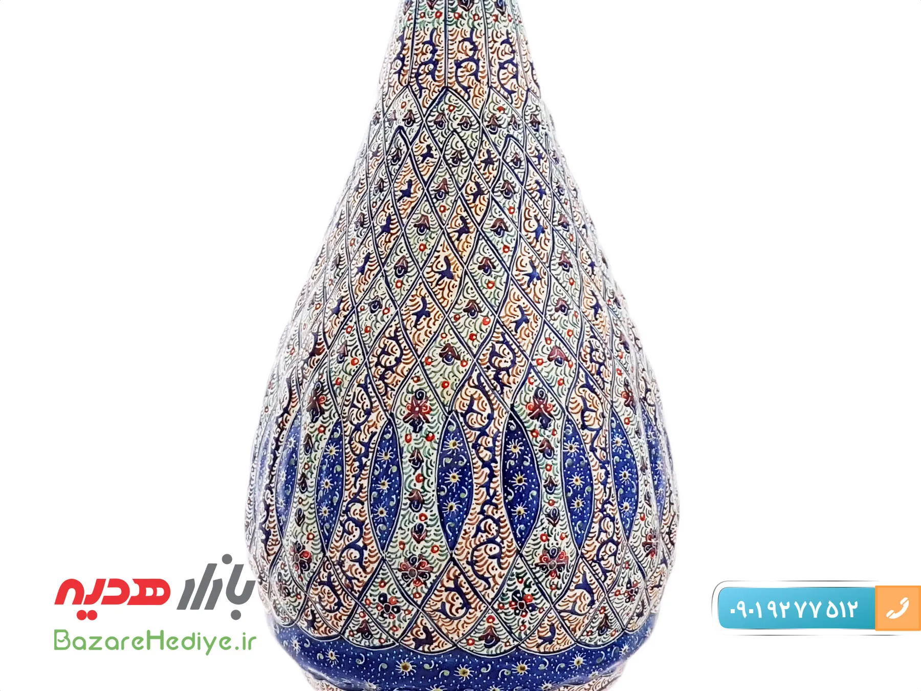 گلدان ميناکاری اسماعيلی طرح برجسته ۲۵ سانتی