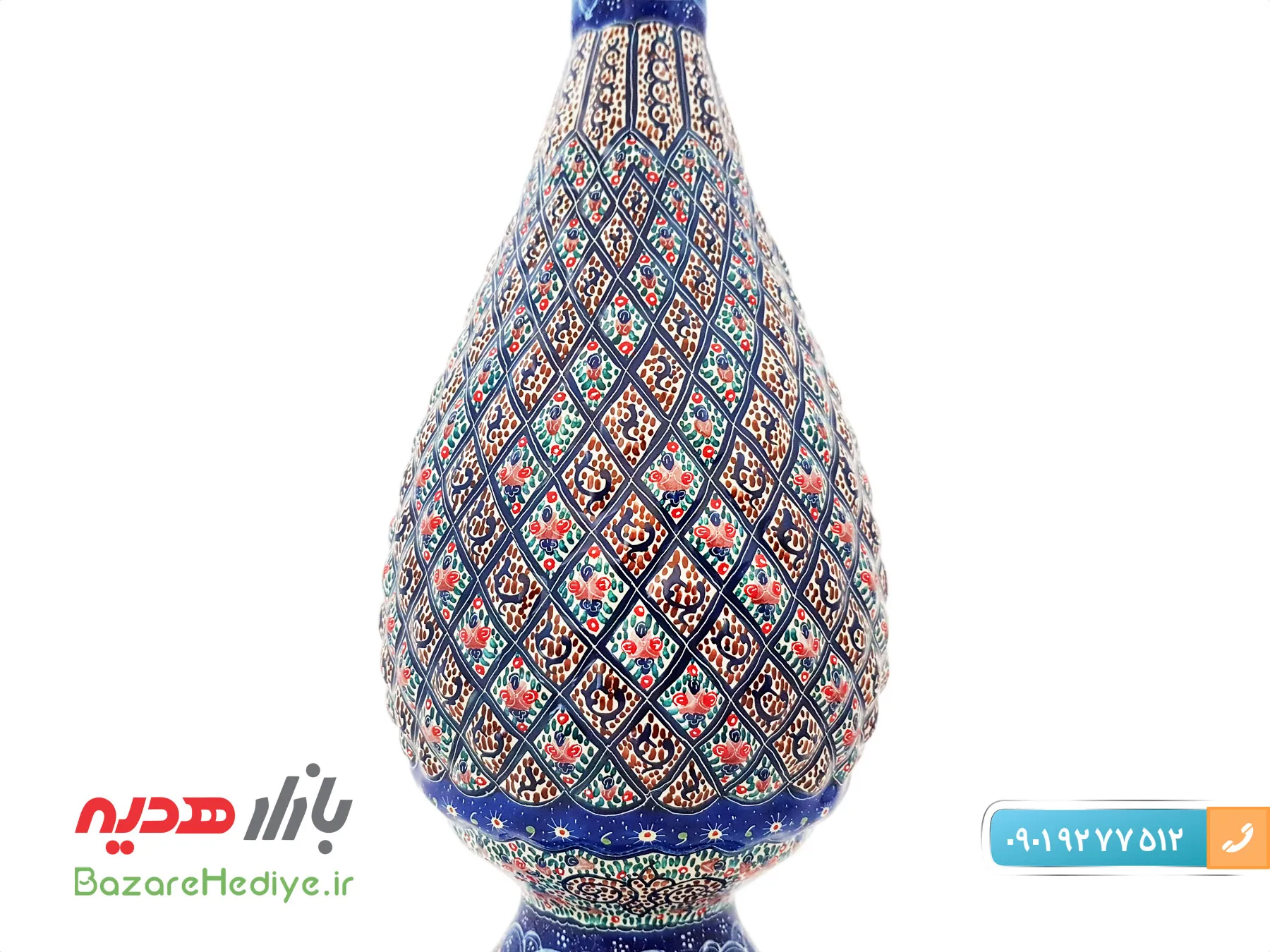 گلدان میناکاری مرتضی اسماعیلی صراحی ۲۵ سانتی