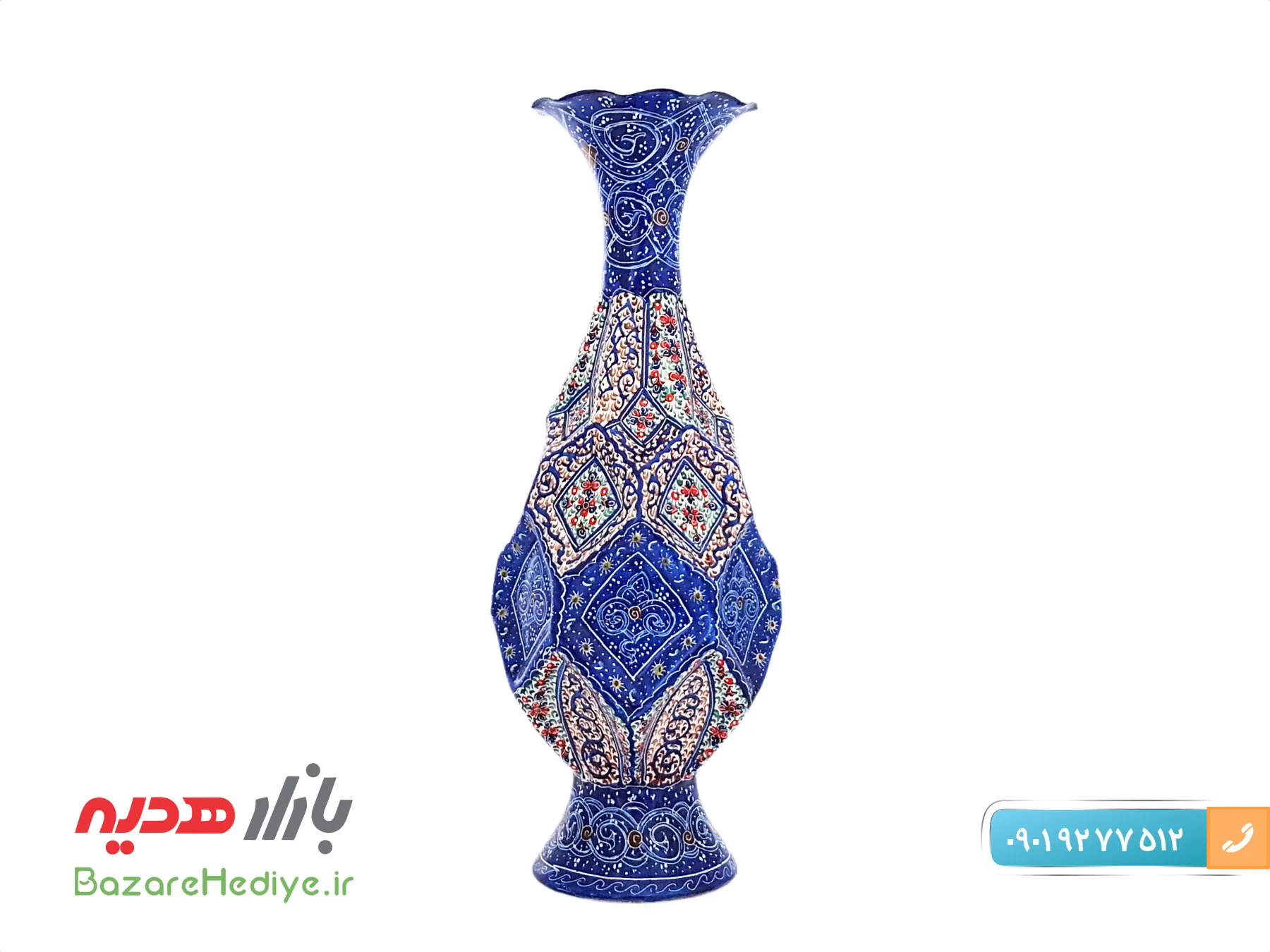 گلدان میناکاری بازار مینا طرح پارمیس ارتفاع ۲۵ سانتی متر