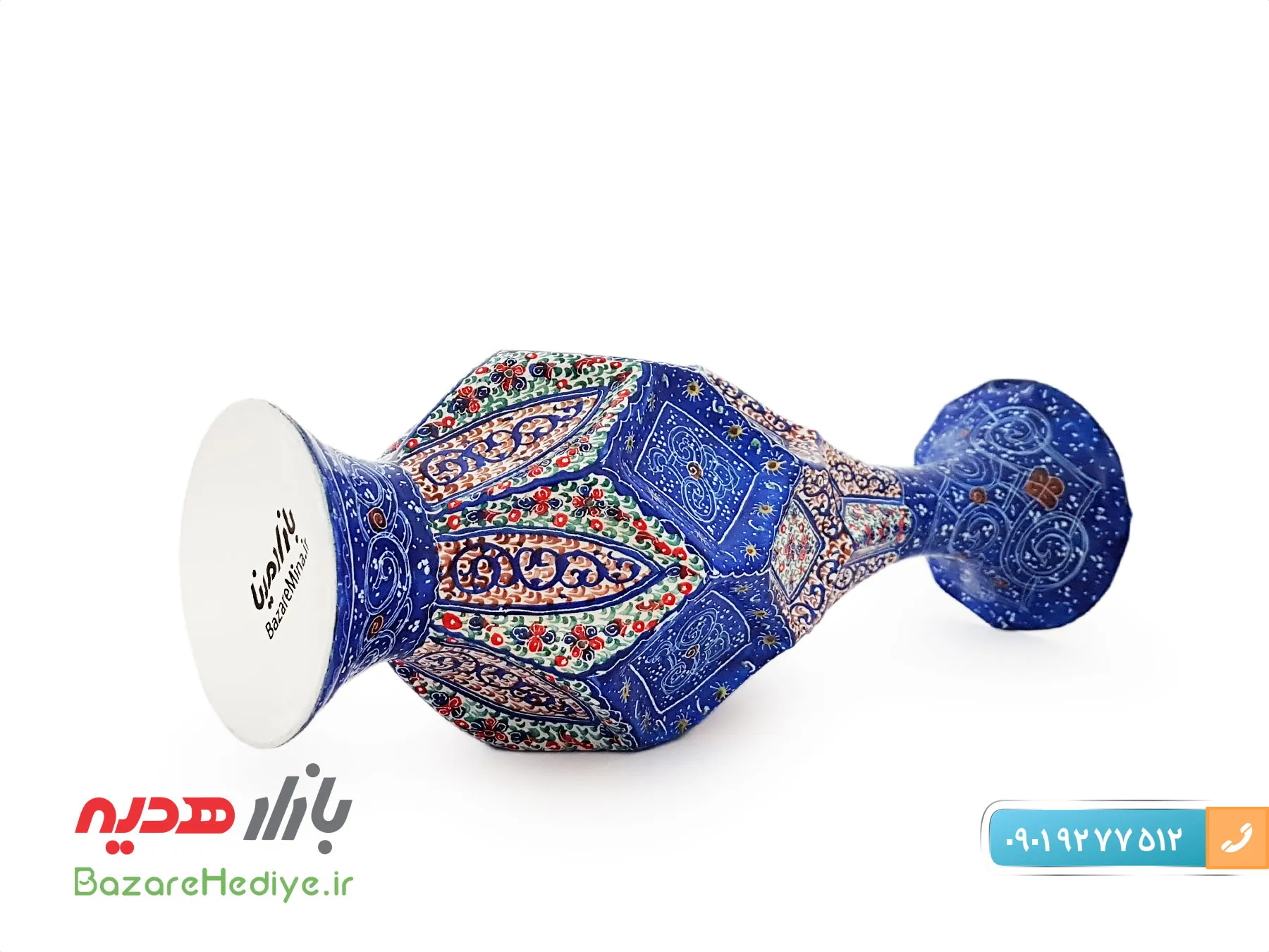 گلدان میناکاری بازار مینا طرح پارمیس ارتفاع ۲۵ سانتی متر