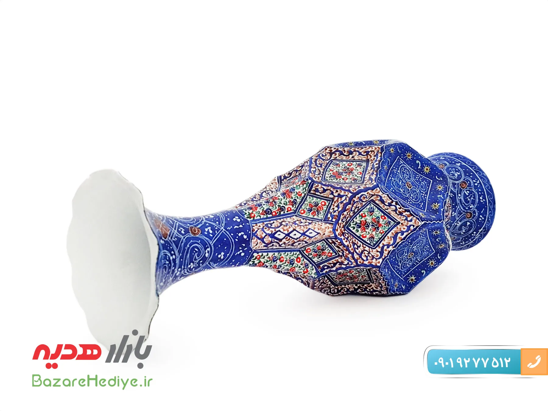 گلدان میناکاری بازار مینا طرح پارمیس ارتفاع ۲۵ سانتی متر
