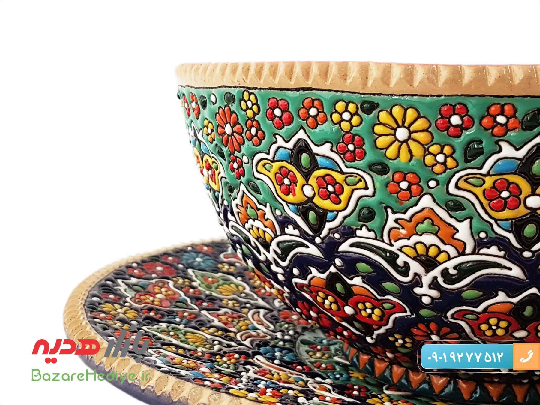 کاسه و بشقاب سفالی میناکاری