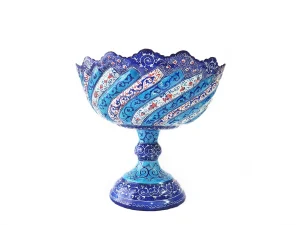 شیرینی خوری مسی میناکاری شده (میوه خوری میناکاری پایه دار)