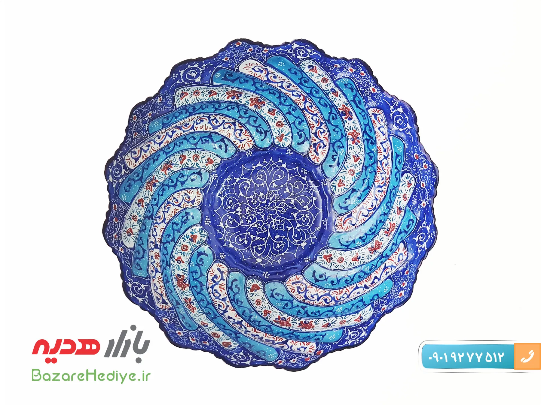 شیرینی خوری مسی میناکاری شده (میوه خوری میناکاری پایه دار)