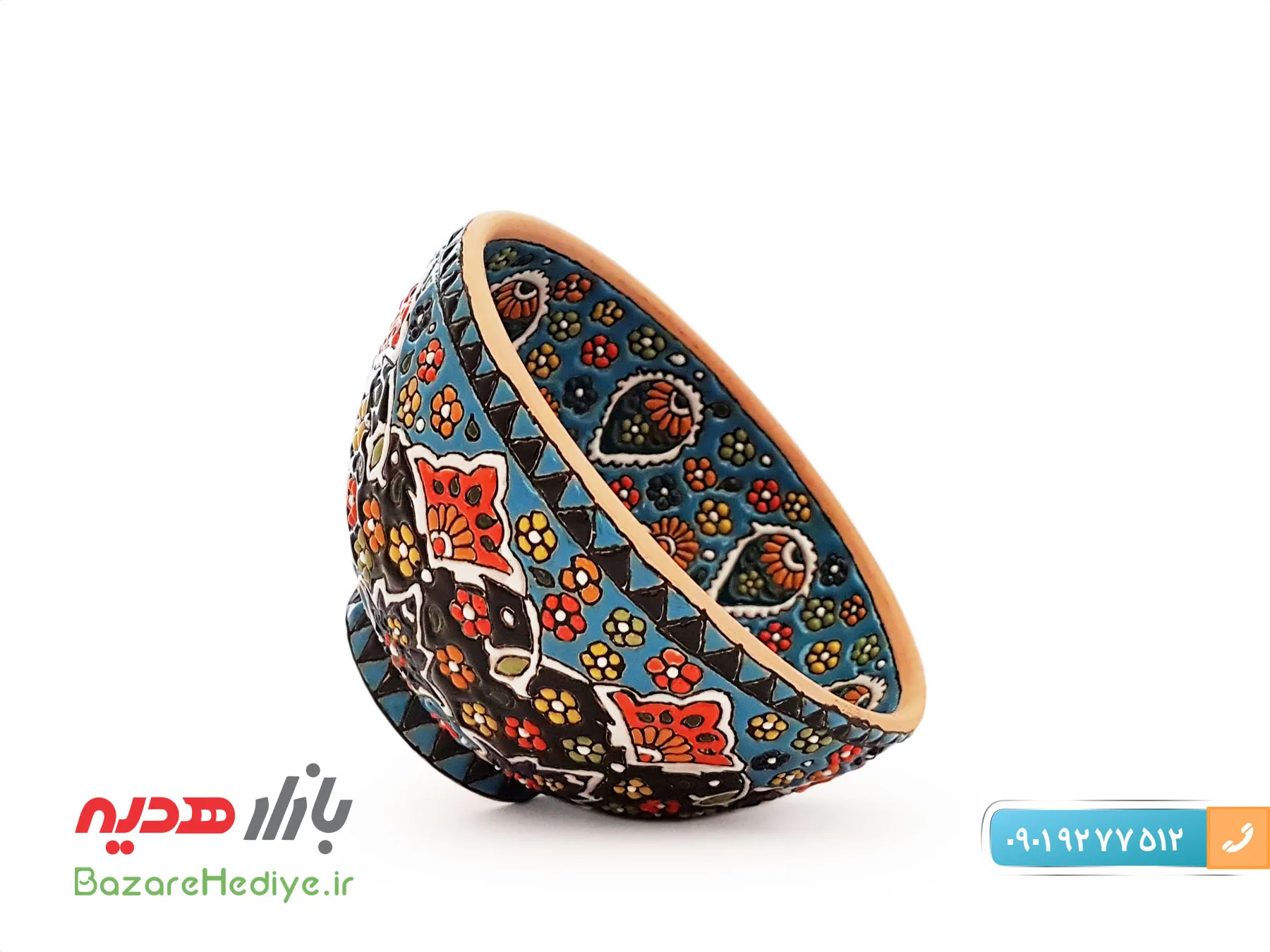 کاسه سفالی میناکاری شده