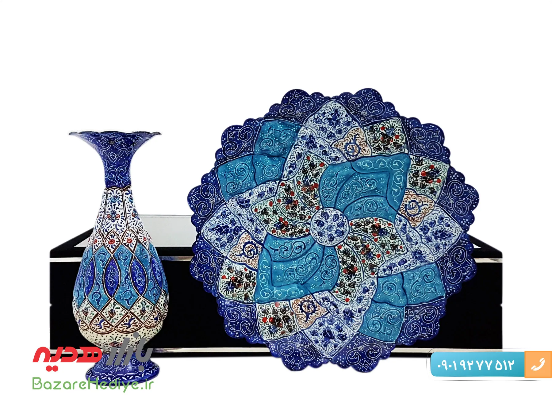 باکس میناکاری بشقاب ۲۰ و گلدان ۱۶ سانتی
