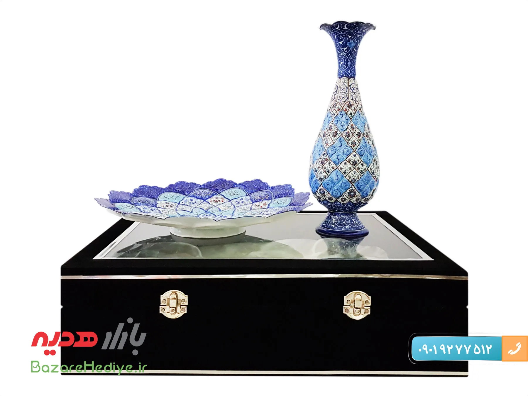 باکس میناکاری سایز بزرگ بشقاب ۳۰ و گلدان ۲۵ سانتی