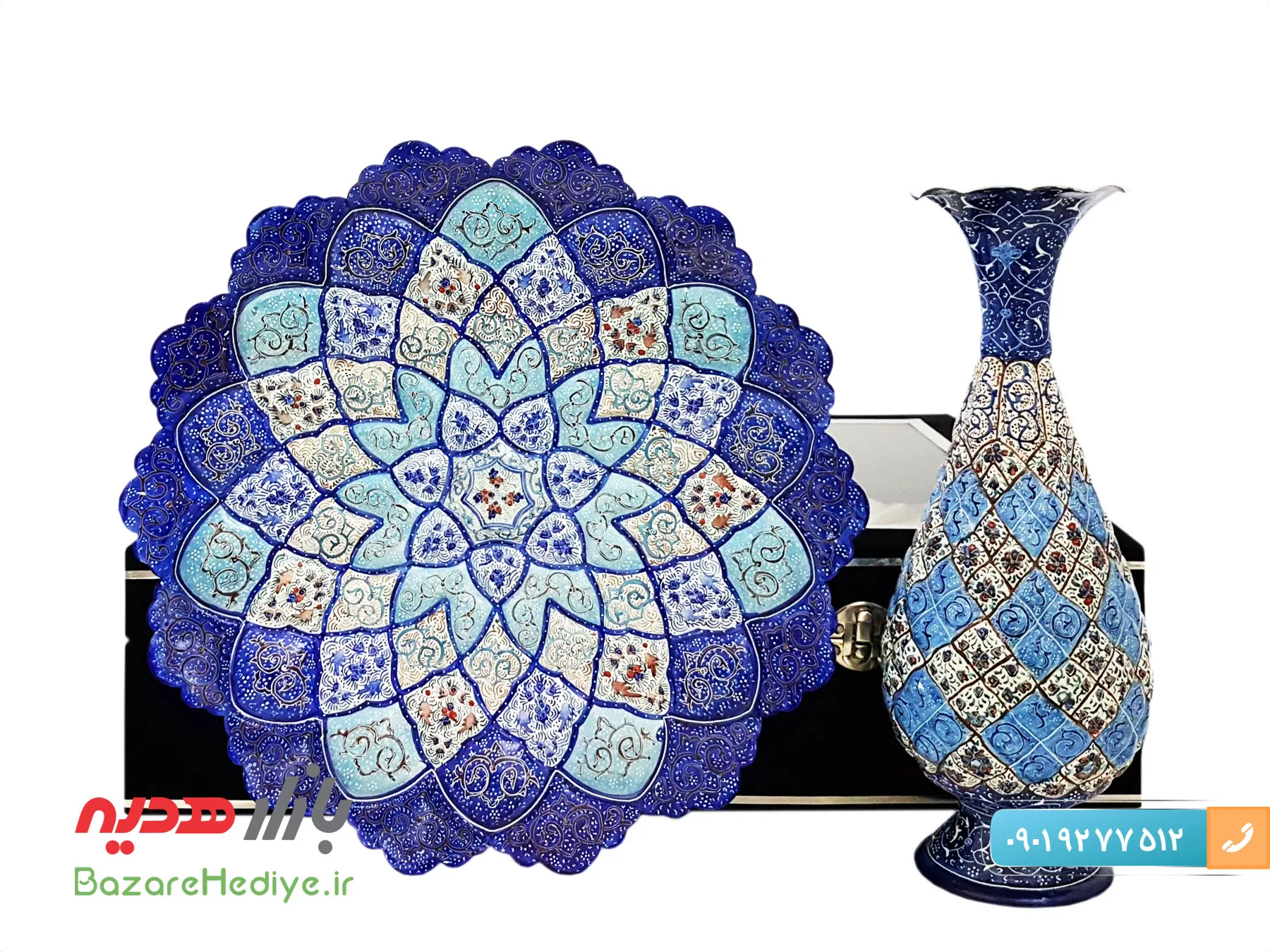 باکس میناکاری سایز بزرگ بشقاب ۳۰ و گلدان ۲۵ سانتی
