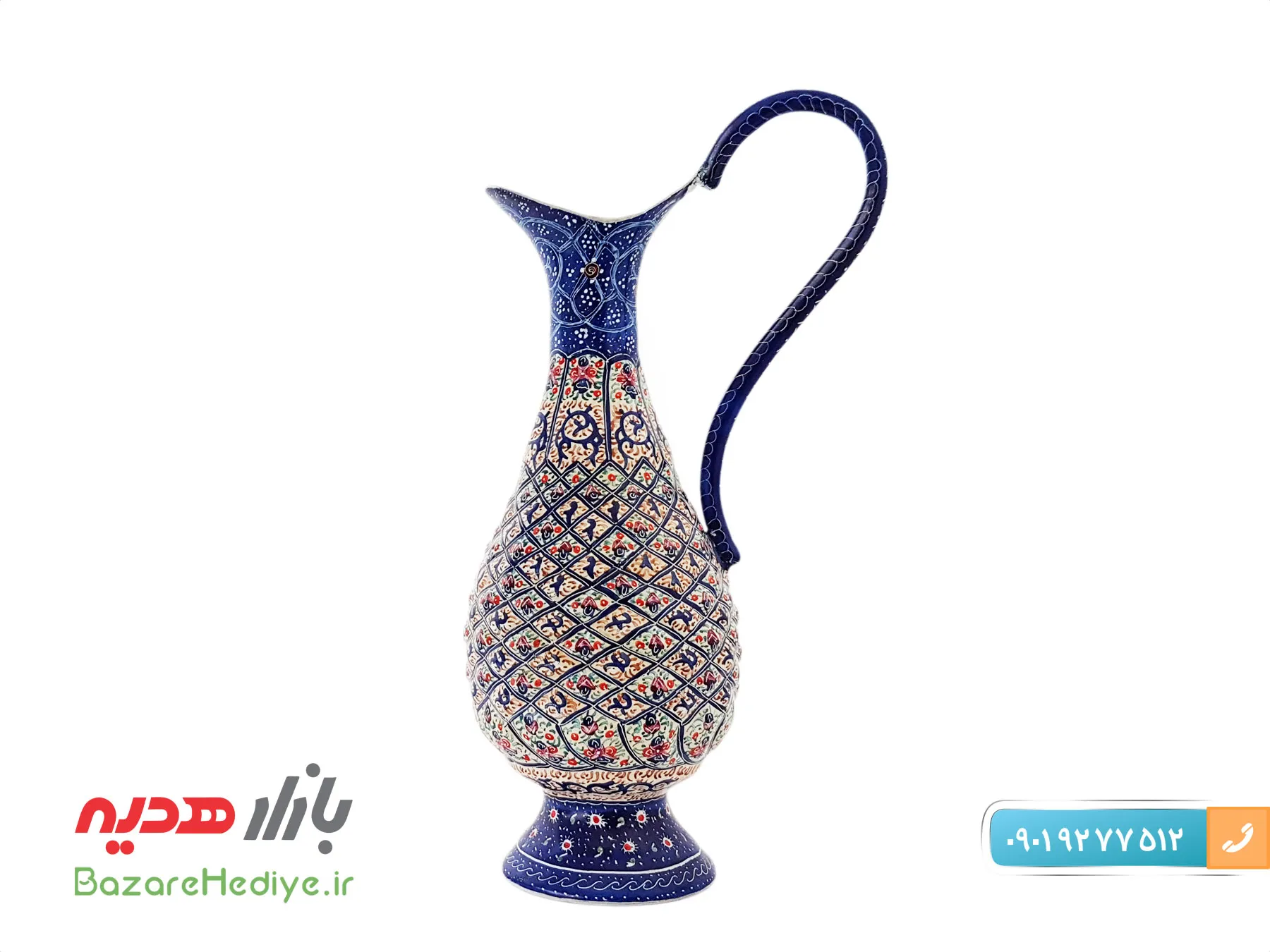 پارچ مسی میناکاری شده اسماعیلی ۱۶ سانتی متر