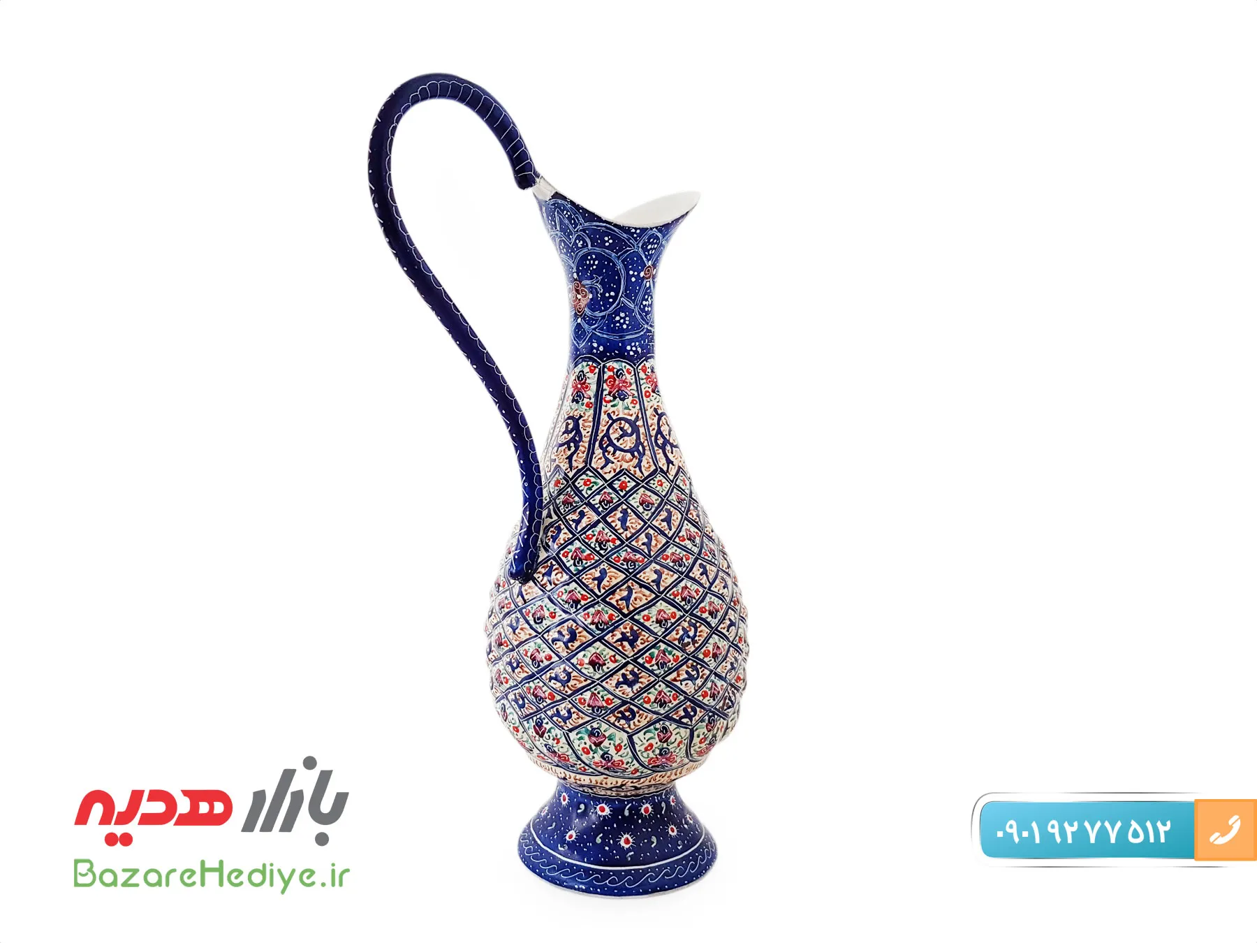 پارچ مسی میناکاری شده اسماعیلی ۱۶ سانتی متر