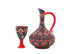 پارچ و لیوان سفالی میناکاری
