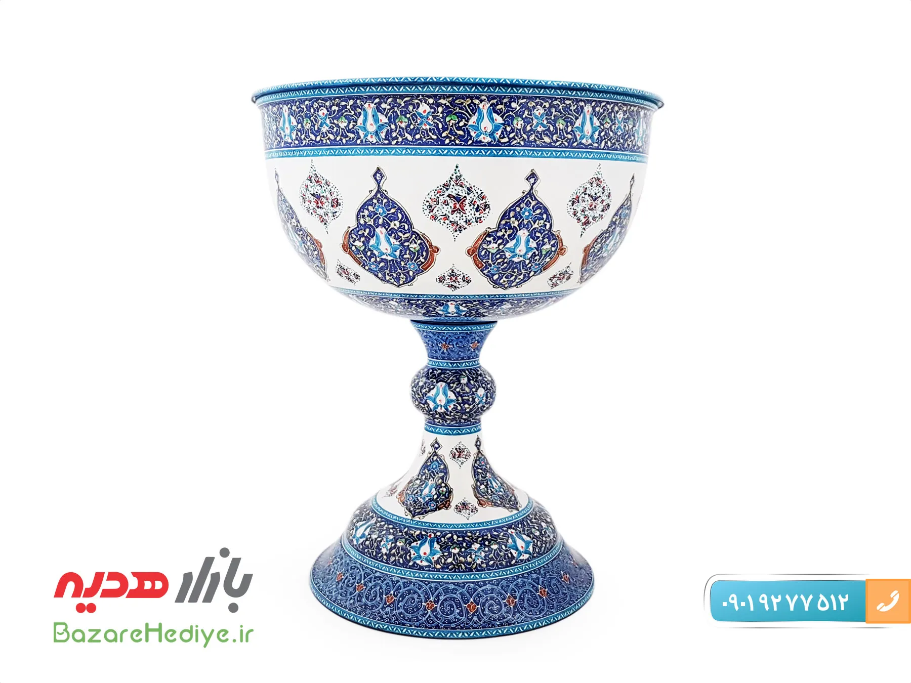 سنگاب مسی میناکاری شده اثر اسماعیلی طرح ترنج