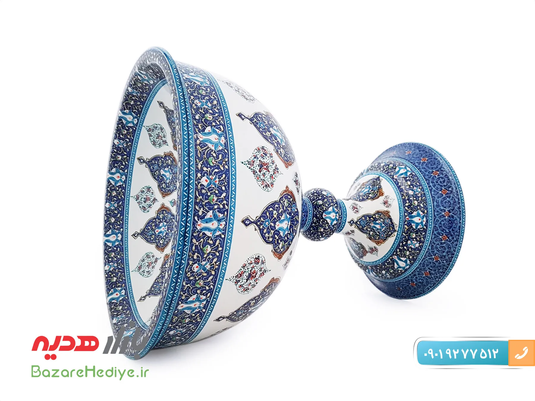 سنگاب مسی میناکاری شده اثر اسماعیلی طرح ترنج