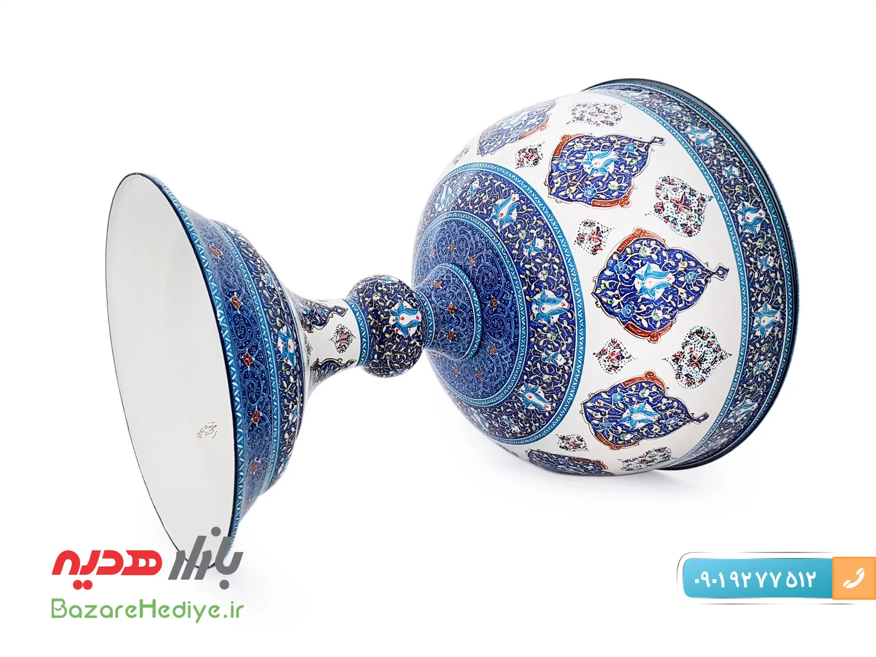 سنگاب مسی میناکاری شده اثر اسماعیلی طرح ترنج
