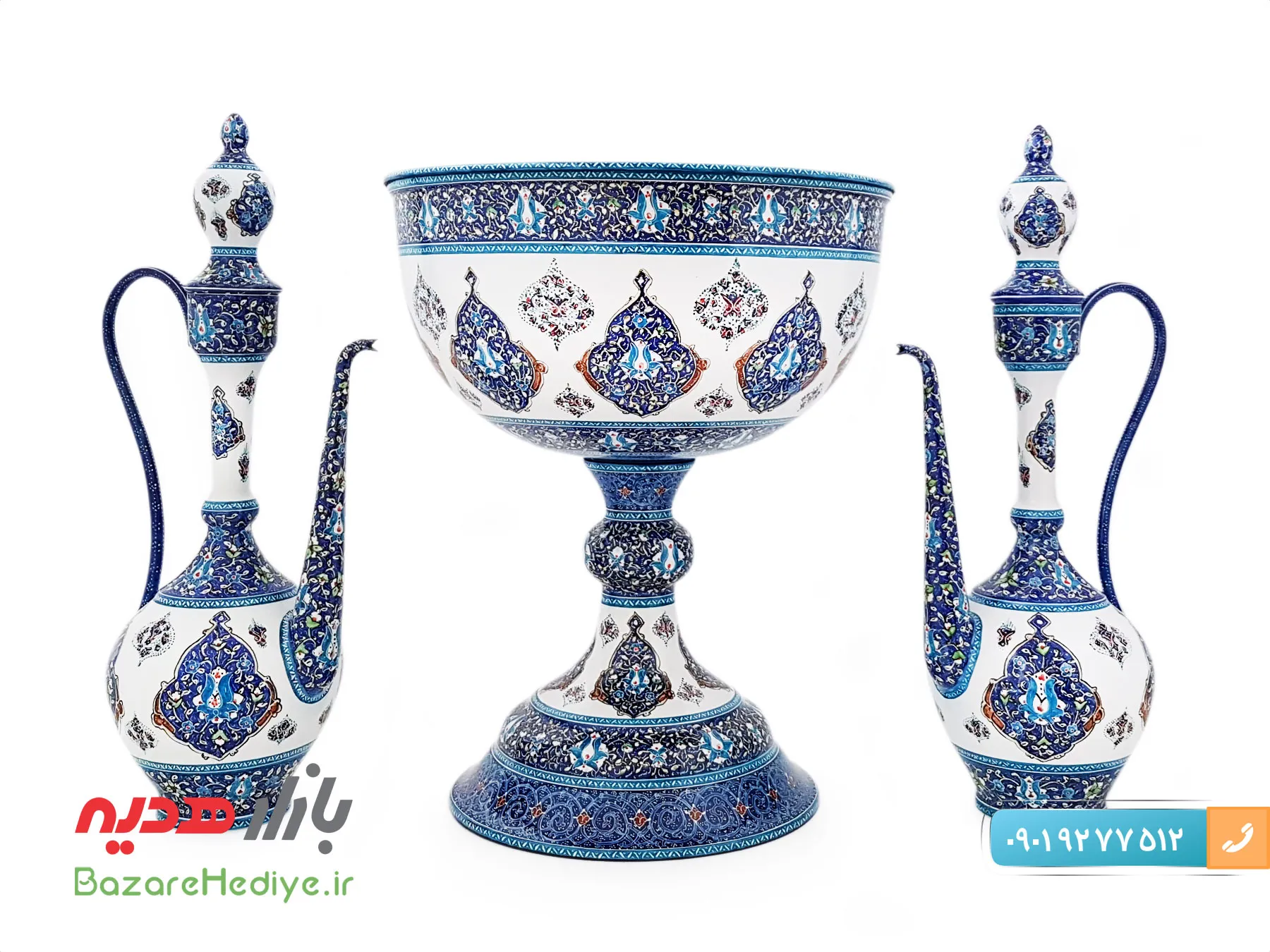 سنگاب مسی میناکاری شده اثر اسماعیلی طرح ترنج