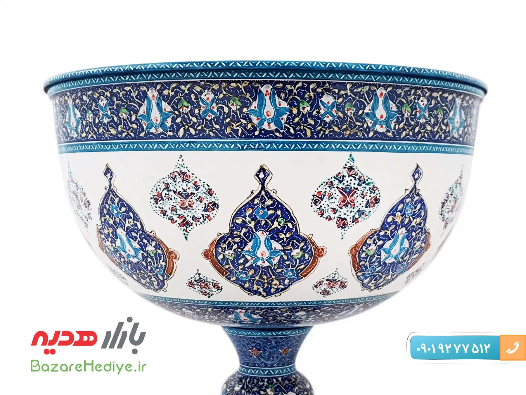 سنگاب مسی میناکاری شده اثر اسماعیلی طرح ترنج