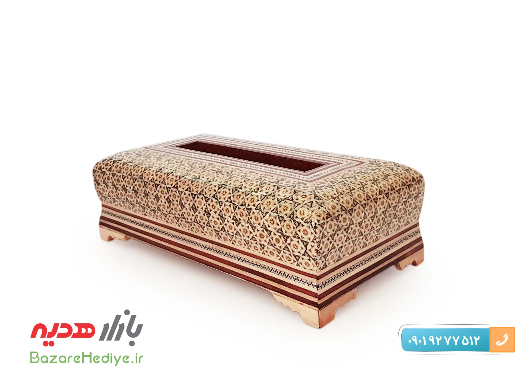 جعبه کلینکس دستمال کاغذی و سطل چوبی خاتم کاری شده اصفهان