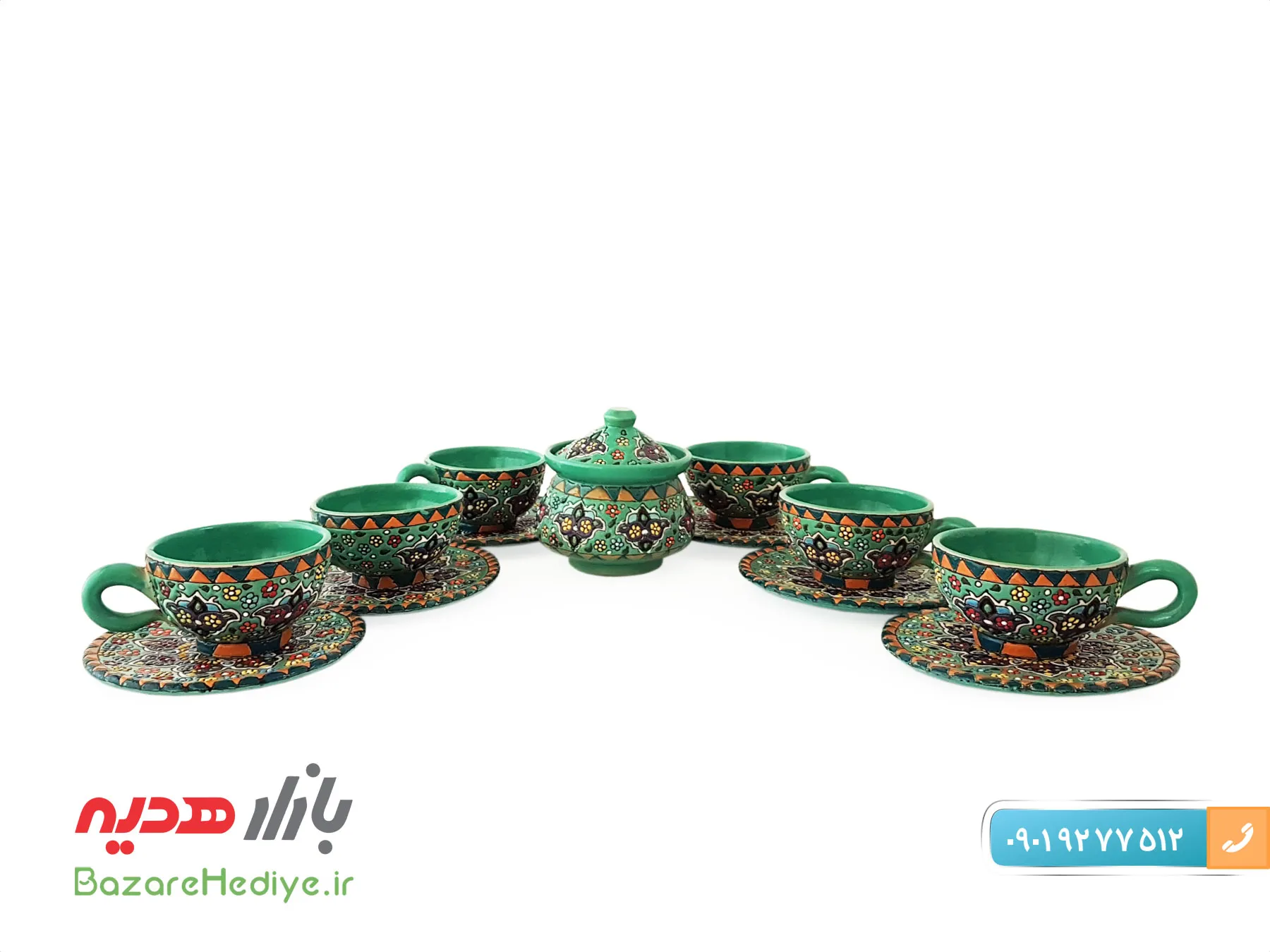 سرویس چای خوری سفالی میناکاری شده اصفهان