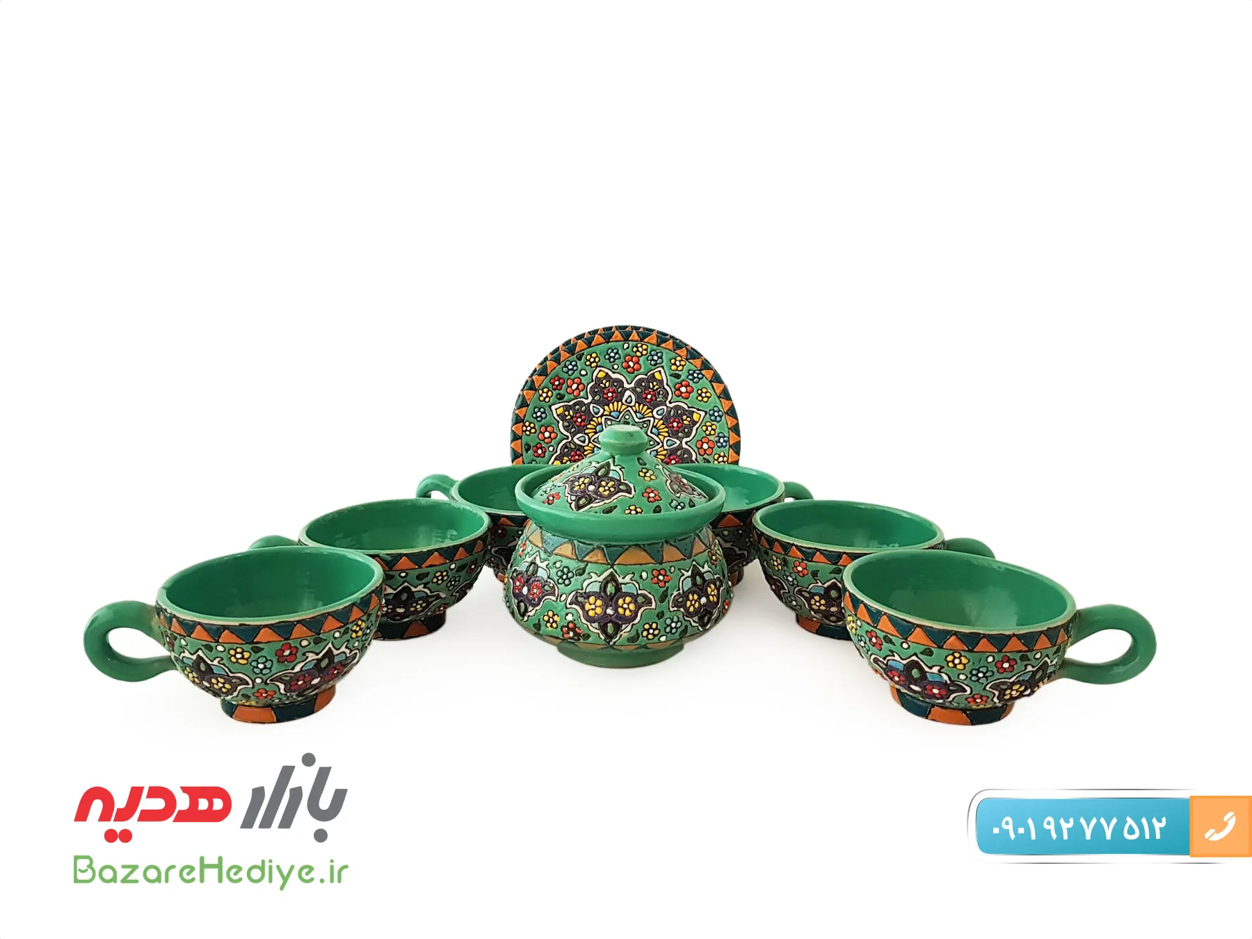 سرویس چای خوری سفالی میناکاری شده اصفهان