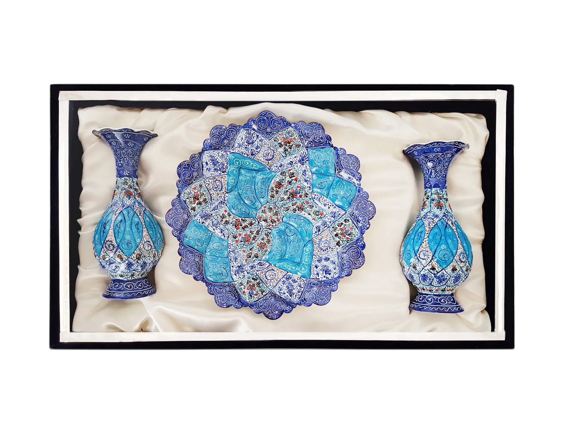 باکس ست میناکاری بشقاب ۲۰ و گلدان ۱۶ سانتی