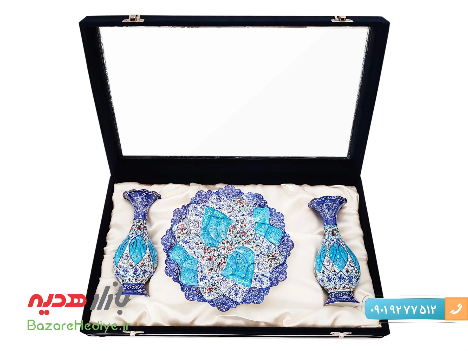باکس ست میناکاری بشقاب ۲۰ و گلدان ۱۶ سانتی