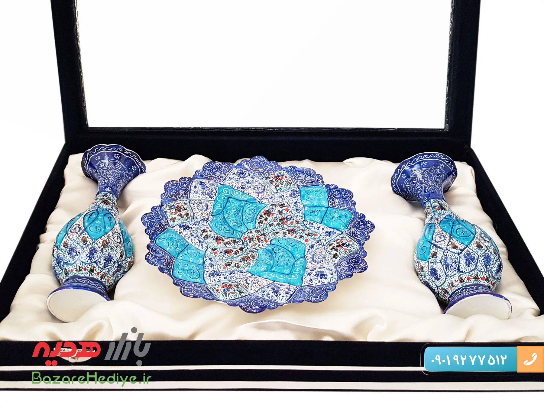 باکس ست میناکاری بشقاب ۲۰ و گلدان ۱۶ سانتی